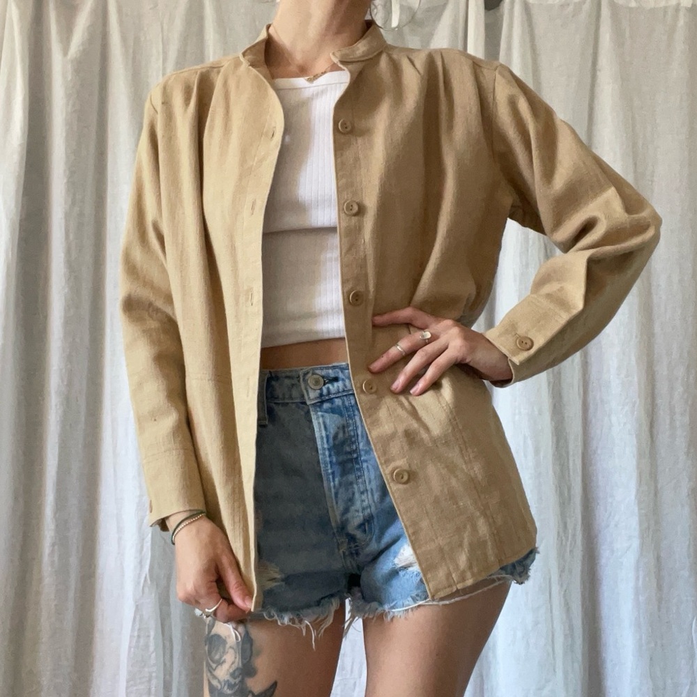 Tan Button Up - Picture 3 of 10